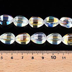電気メッキガラスビーズセット  涙の形  クリアAB  15x11.5~12x10~10.5mm  穴：1.2mm  約39~40個/連  23.62~23.94インチ（60~60.8cm）&nbsp;EGLA-T028-01B