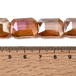 電気メッキガラスビーズ  黒メッキ  多面カット四角形  淡いチソウ  18x13x6mm  穴：1mm&nbsp;EGLA-H002-A-13