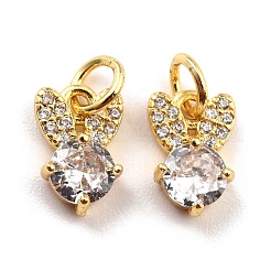 Brass Micro Pave Cubic Zirconia Charms&nbsp;KK-A156-06G-RS