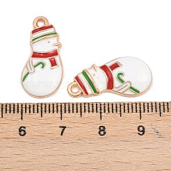 クリスマステーマ合金エナメルペンダント  カドミウムフリー＆鉛フリー  ライトゴールド  雪だるま  22x10.5x3mm  穴：1.6mm&nbsp;FIND-I065-02G-KCG