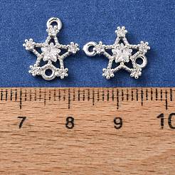 真鍮舗装クリアキュービックジルコニアコネクタチャーム  スターリンク  925銀メッキ  13.5x12x3.5mm  穴：1.2mm&nbsp;CU-CBAEC99-08S