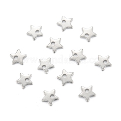 変色しない304ステンレススチールチャーム  スター  ステンレス鋼色  6x6x0.6mm  穴：1.2mm&nbsp;STAS-K218-06P