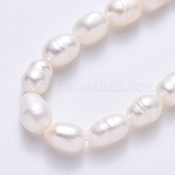 天然養殖淡水パールビーズ連売り  ライス  貝殻色  6.5~7.5x6.5~15  穴：0.8mm  約19~22個/連  6.89インチ〜7.09インチ（17.5cm〜18cm）&nbsp;LS-PEAR-N012-06D