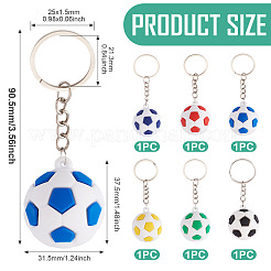 6Pcs 6 Colors Plastic Football Pendant Keychains&nbsp;KEYC-TA0001-60