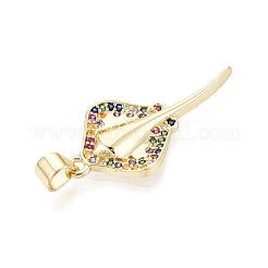Brass Micro Pave Cubic Zirconia Pendants&nbsp;KK-T080-13G