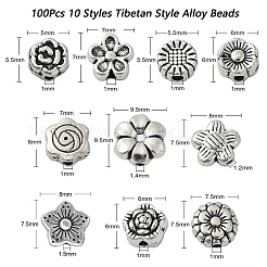 100Pcs 10 Styles Tibetan Style Alloy Beads&nbsp;TIBEB-CJ0001-20