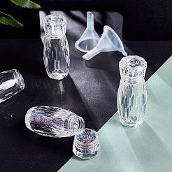透明なプラスチック製の化粧品クリームジャー  ポットダイヤモンドクリームボックス  ふた付き  空の瓶  詰め替えボトルと透明プラスチック漏斗ホッパー  透明&nbsp;DIY-BC0011-07