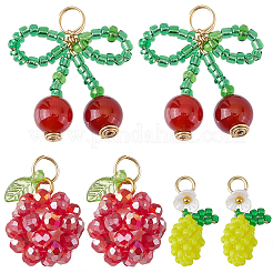 12Pcs 3 Styles Glass Seed Beaded Pendants&nbsp;GLAA-SC0003