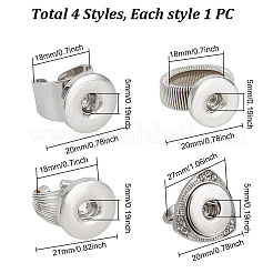 女性と男性のための4つのスタイルの合金スナップリング4個  プラチナ  内径：17~19.5mm&nbsp;RJEW-DR0001-03B