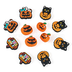 ハロウィーンテーマシリコンフォーカルビーズ12スタイル6個  ミックスカラー  混合図形  21~30x21~27.5x6.5~17mm  穴：2~3mm  2個/スタイル&nbsp;SIL-TA0003-26