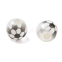 スポーツプリントのABS樹脂ビーズ  サッカー  ブラック  7x7.5mm  穴：2.5mm  2173個/ 500g&nbsp;PL-CBA1C22-05
