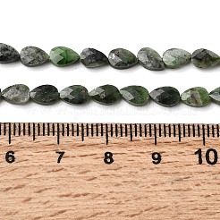 天然グリーンディオプサイドビーズ連売り  ティアドロップ  多面カット  6x4x2.5mm  穴：0.6mm  約62~68個/連  15.16~15.55''（38.5~39.5センチメートル）&nbsp;G-B159-A17