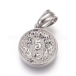 304ステンレスペンダント  人間とフラットラウンド  アンティークシルバー  17.5x15x3mm  穴：5x6mm&nbsp;STAS-E449-62AS
