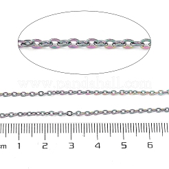 イオンプレーティング（IP）304ステンレススチールアズキチェーン  ハンダ付け  スプールで  フラットオーバル  虹色  2x2.5x0.5mm  約32.8フィート（10m）/ロール&nbsp;STAS-F217-02