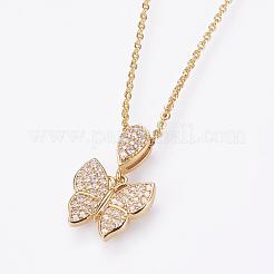 Brass Micro Pave Cubic Zirconia Pendant Necklaces&nbsp;NJEW-E111-77G