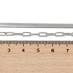 Non-Tarnish 304 Stainless Steel Paperclip & Herringbone Chains Double Layer Necklace for Men Women&nbsp;LS-NJEW-E046-01P