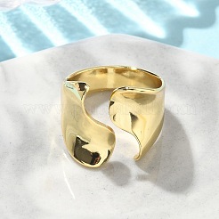 Brass Adjustable Open Cuff Rings for Women&nbsp;RJEW-A065-01G