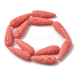 Synthetic Coral Carved Beads Strands&nbsp;CORA-C003-09A-03