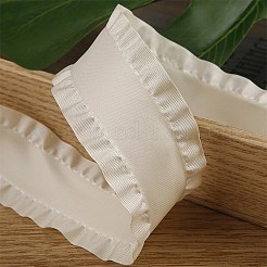 10ヤードのポリエステルフリルリボン  ちょう結び用  衣服の装飾品  フローラルホワイト  1インチ（25mm）&nbsp;PW-WG29113-18