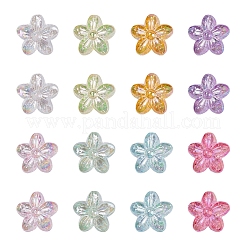 透明なアクリルビーズ  ABカラー  花  ミックスカラー  14.5x15.5x7mm  穴：1.8mm  6.7グラム  約9~10PCS /カラー&nbsp;TACR-YW0001-47