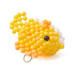 ガラスシードビーズの魚のペンダント  304ステンレス鋼  18KGP本金メッキ  きいろ  17x27.5x13mm  丸カン：4x0.5ミリ  内径：3mm&nbsp;PALLOY-MZ01234-03