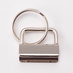 鉄のキーホルダー留め金のパーツ  リボン端部を有します  プラチナ  41mm&nbsp;IFIN-WH0018-01