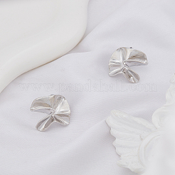 亜鉛合金スタッドピアス1組  花を折る  プラチナ  23x19mm&nbsp;EJEW-LP0009-09P
