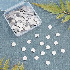 304ステンレススチールチャーム  空白タグのスタンプ  フラットラウンド  ステンレス鋼色  10x1mm  穴：1.4mm  300個/箱&nbsp;STAS-UN0018-27P