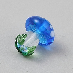 手作りランプワークビーズ  キノコ  ブルー  16x14mm  穴：1.4mm&nbsp;LAMP-CJC0008-34G
