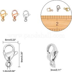 PVD真空メッキ304ステンレススチールカニカン  長持ちメッキ  ミックスカラー  9x6x3mm  穴：1.2mm  3色  20個/カラー  60個/箱&nbsp;STAS-UN0006-26