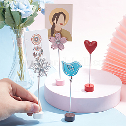 4Pcs 4 Styles Bird/Flower/Heart/Snowflake Stainless Steel Name Card Holder&nbsp;AJEW-OC0004-59