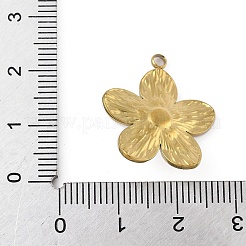 プラスチック模造パールのペンダント  花  304ステンレス鋼  ゴールドカラー  22.5x20.5x6.5mm  穴：2mm&nbsp;X-STAS-P408-11G