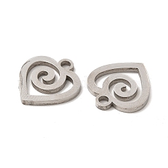 変色しない304ステンレススチールペンダント  ハートチャーム  ステンレス鋼色  15x13.5x1.5mm  穴：2mm&nbsp;STAS-I671-33P