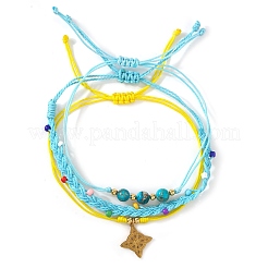Summer Beach Style Adjustable Synthetic Green Turquoise Imperial Stone Beaded Bracelet Set&nbsp;UQ9789-1