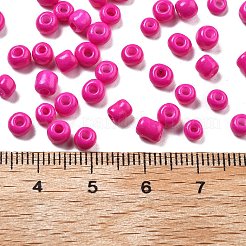 ベーキングペイント ガラスシードビーズ 6/0個  フクシア  4~5x3~4mm  穴：1~2mm&nbsp;SEED-S004-Y7