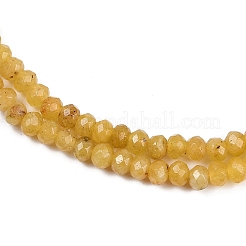 天然石ホワイトジェイドビーズ連売り  ファセットロンデル  染め  ゴールド  4~4.5x3mm  穴：1mm  約112~121個/連  13.54''~13.98''（34.4~35.5センチメートル）&nbsp;G-Z069-01G