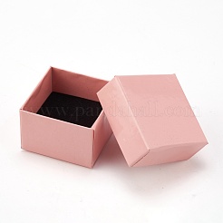 厚紙ジュエリーイヤリングボックス  黒いスポンジを使って  ジュエリーギフト包装用  ピンク  5x5x3.4cm&nbsp;CBOX-L007-005F