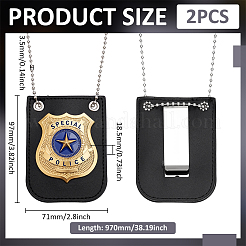 PUレザーと合金製の警察バッジ2個、チェーンとベルトブリップ付き  警察衣装小道具コスプレアクセサリー  プラチナ·ゴールデン  970mm&nbsp;NJEW-HY0002-18
