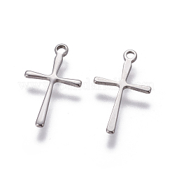 変色しにくい304ステンレススチールペンダント  クロス  ステンレス鋼色  16x9.5x0.7mm  穴：1.2mm&nbsp;STAS-L234-096P