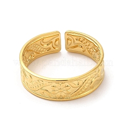 Ion Plating(IP) 304 Stainless Steel Cuff Wide Band Finger Rings&nbsp;RJEW-L107-009G