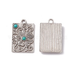 Synthetic Turquoise Half Round Pendants&nbsp;PALLOY-D013-25AS-C