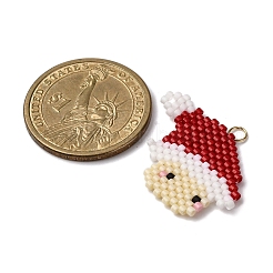 Glass Seed Beaded Santa Claus Pendants&nbsp;PALLOY-MZ00812