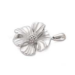 304ステンレスペンダント  花のチャーム  変色防止  ステンレス鋼色  28x24.5x8mm  穴：2.5x6.5mm&nbsp;STAS-Q349-01E-P