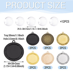 12Pcs 6 Colors Alloy Pendant Cabochon Settings&nbsp;FIND-TA0009-80