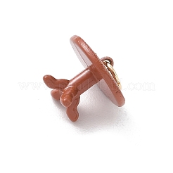 真鍮製エナメルペンダント  デスクチャーム  ゴールドカラー  ココナッツブラウン  12x14.5x14.5mm  穴：4.5mm&nbsp;KK-CBA109E-02B