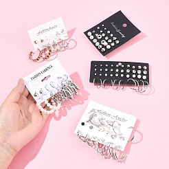5 Sets 5 Styles Alloy & Plastic Pearl & Acrylic & Rhinestone Earring Sets&nbsp;EJEW-FS0001-24