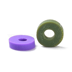 手作り樹脂粘土ビーズ  ヒシビーズ  フラットラウンド/ディスク  ミックスカラー  4x1~2mm  穴：1.4mm  約14400個/300g&nbsp;CLAY-XCP0001-07A