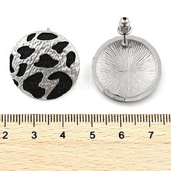 Leopard Print Brass Enamel Stud Earrings for Women&nbsp;EJEW-U055-15A-P