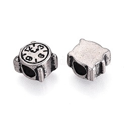 304ステンレス鋼のヨーロッパスタイルの大きな穴のビーズ  クロック  アンティークシルバー  10x12x7.5mm  穴：4.5~5mm&nbsp;STAS-T072-112AS