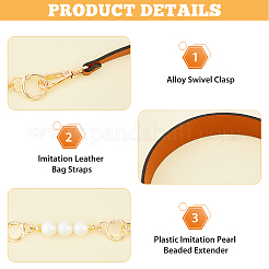 Imitation Leather Bag Straps & Plastic Imitation Pearl Beaded Extender&nbsp;FIND-WH0126-373C